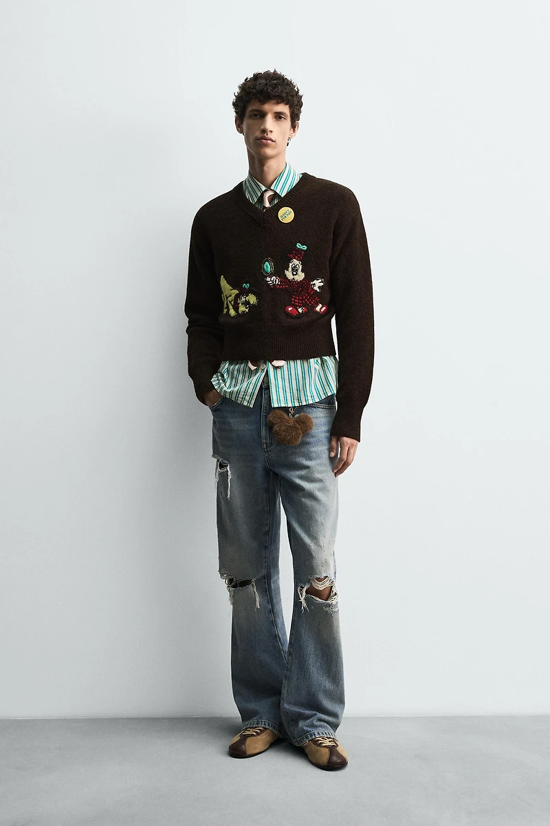 RIPPED FLARE FIT JEANS HARRY LAMBERT FOR ZARA X DISNEY