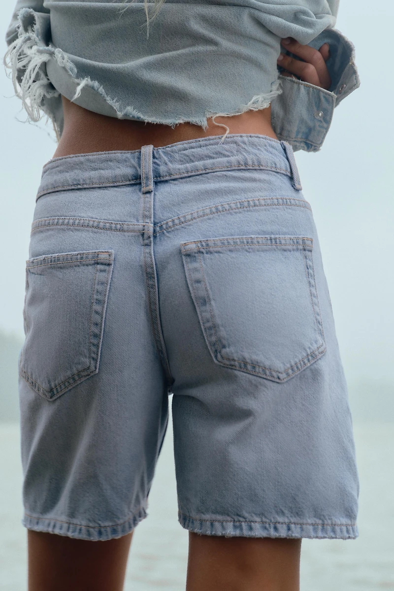 SHORT EN JEAN TRF À TAILLE MI-HAUTE