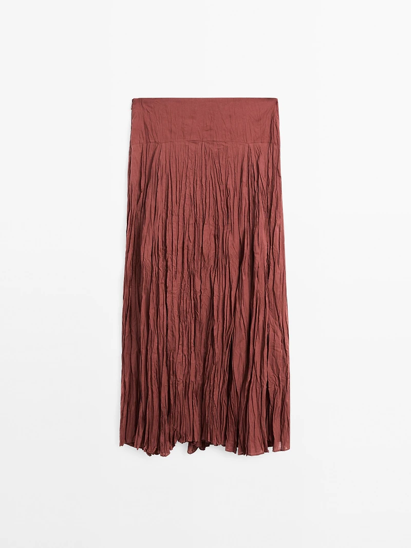 Long 100% cotton pleated skirt