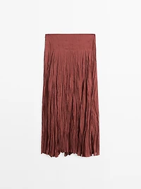 Long 100% cotton pleated skirt