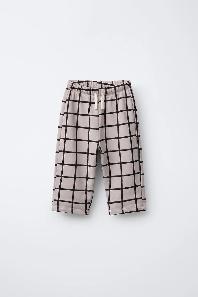 PLAID PLUSH BAGGY PANTS