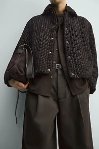 VELOUR PLAID TEXTURED JACKET