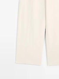 Linen and cotton barrel fit trousers