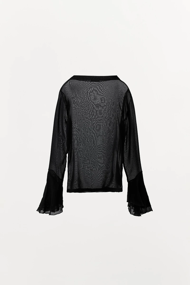 TOP À VOLANTS EN MATIÈRES VARIÉES