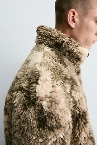 PRINTED FAUX SHEARLING JACKET