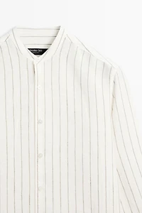Chemise rayée 100 % lin à col officier