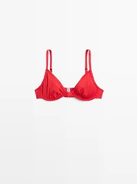 Gathered bikini top with underwire