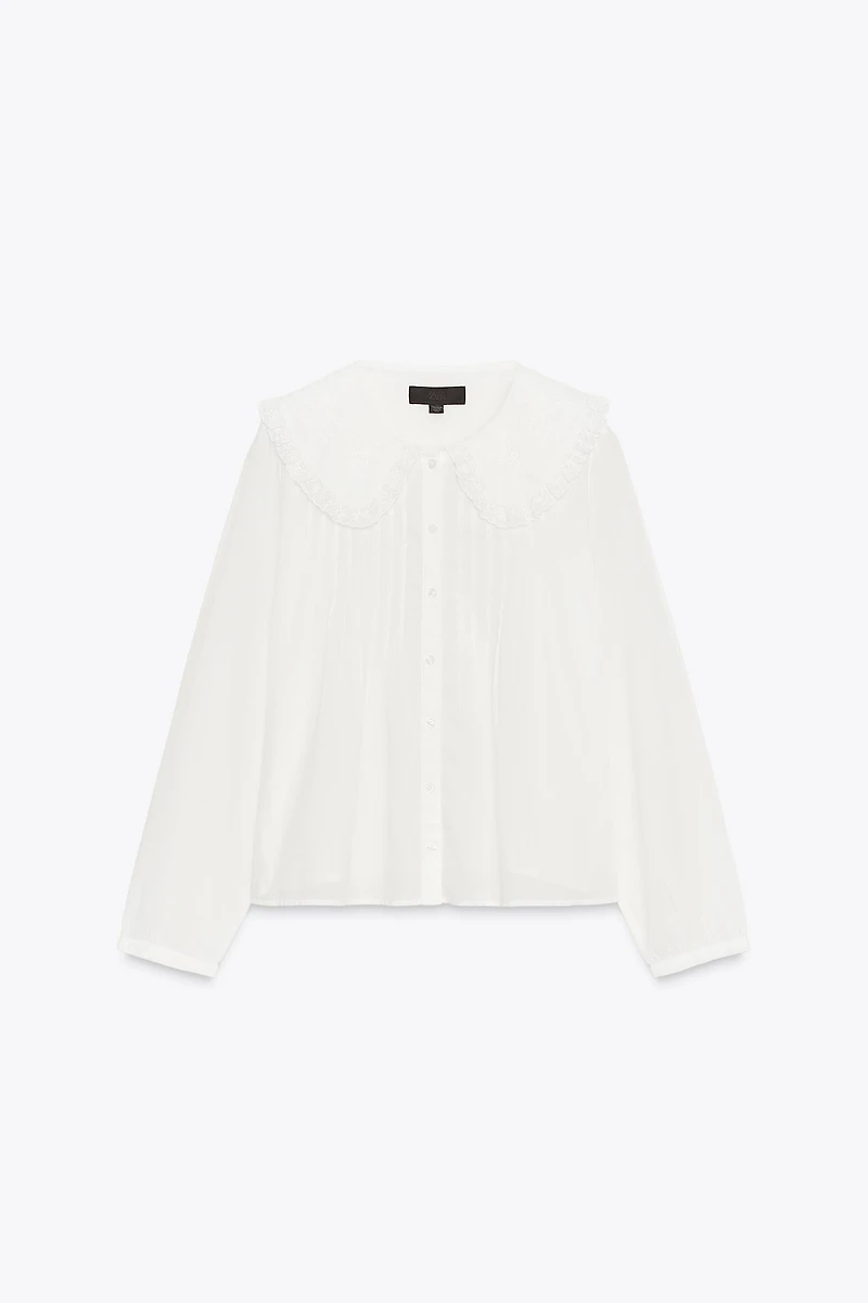 EMBROIDERED PETER PAN COLLAR SHIRT