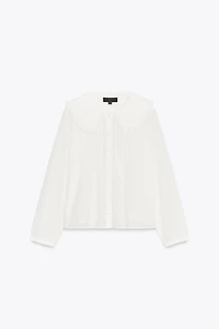 EMBROIDERED PETER PAN COLLAR SHIRT