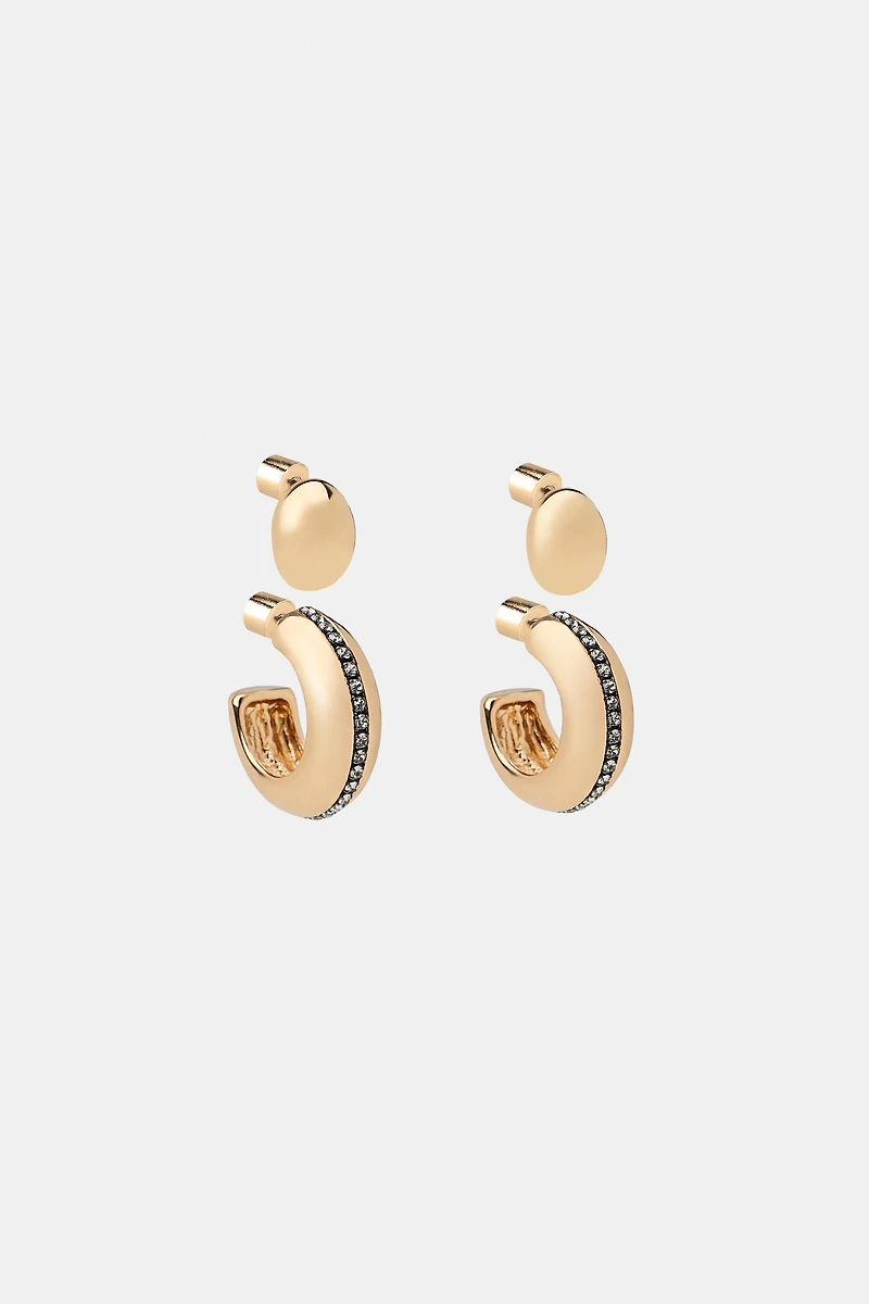 LOT DE BOUCLES D'OREILLES BOUTON ET CRÉOLES BRILLANTES