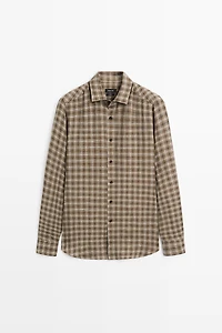 100% linen regular fit check shirt