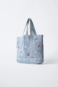 EMBROIDERED DENIM SHOPPER