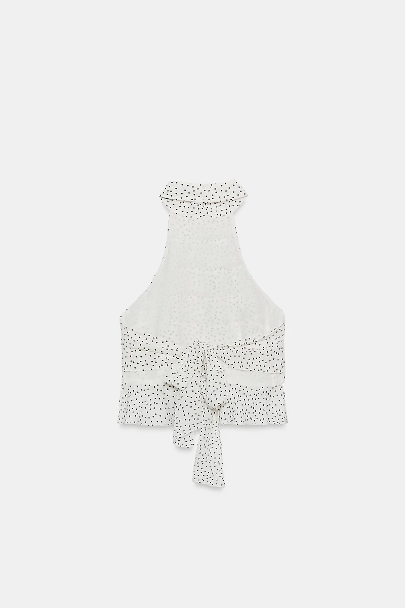 POLKA DOT GEORGETTE HALTER TOP