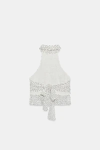 POLKA DOT GEORGETTE HALTER TOP