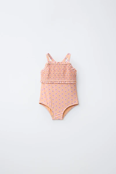 1-6 YEARS / SMOCKED FLORAL SWIMSUIT