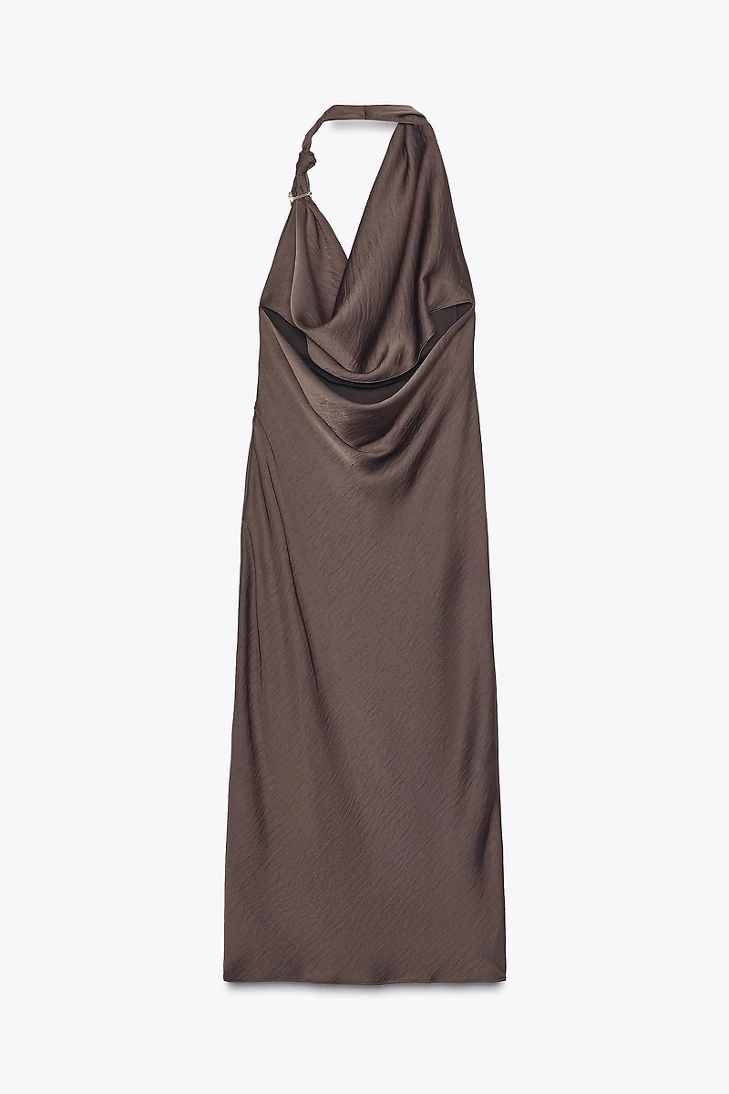 ASYMMETRIC SATIN MIDI DRESS