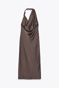 ASYMMETRIC SATIN MIDI DRESS