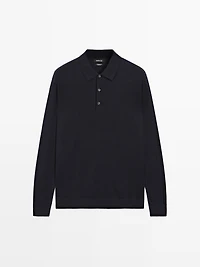 Pull polo en maille 100 % laine mérinos