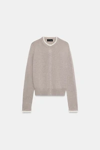 GILET EN MAILLE AVEC FINITIONS DENTELLE