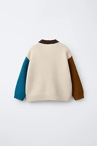 COLOR BLOCK KNIT CARDIGAN
