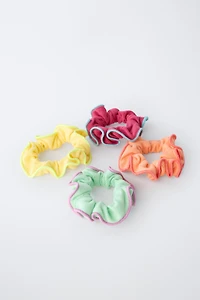 FOUR-PACK OF CONTRAST TRIM SCRUNCHIES