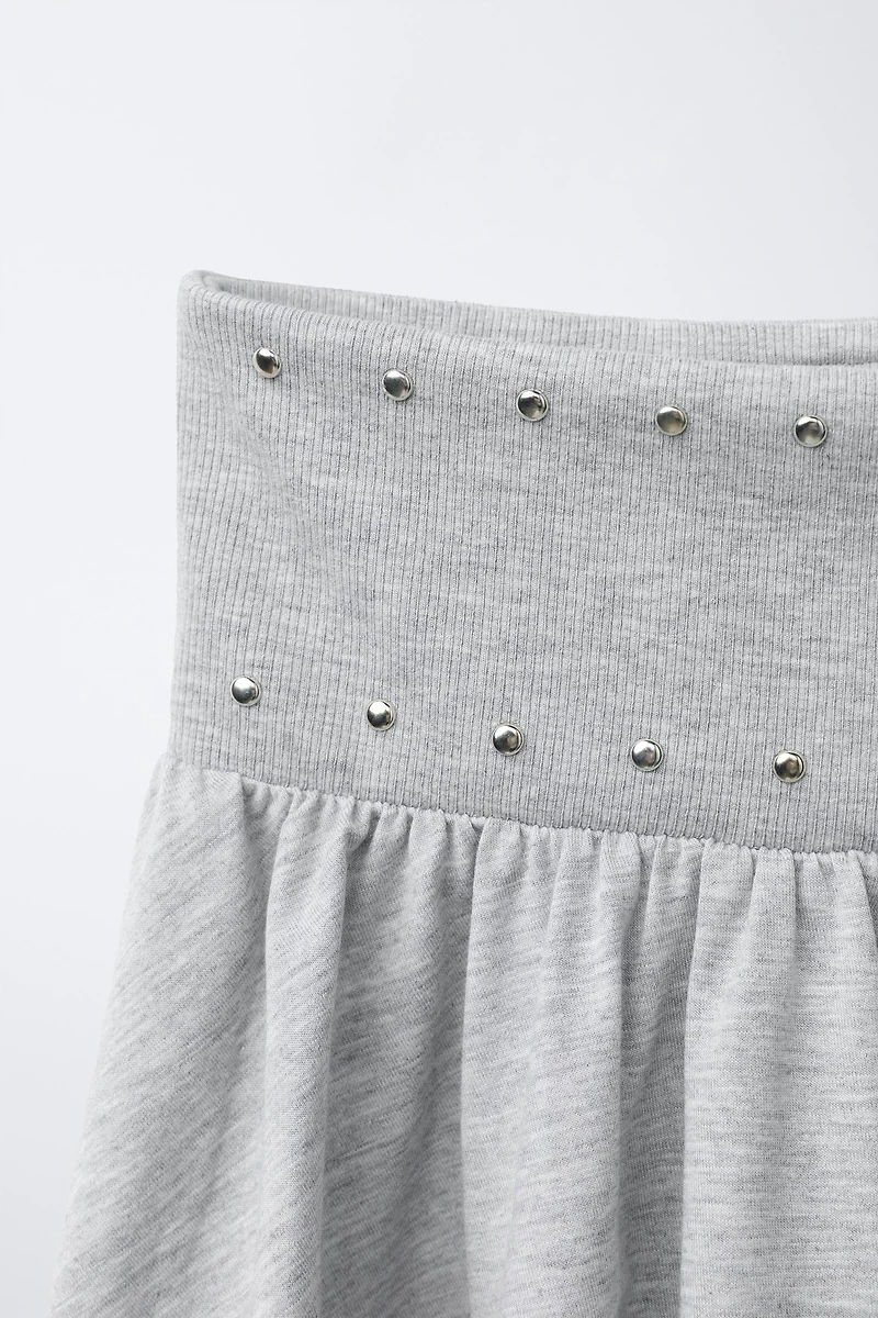 STUDDED RUFFLE SKIRT