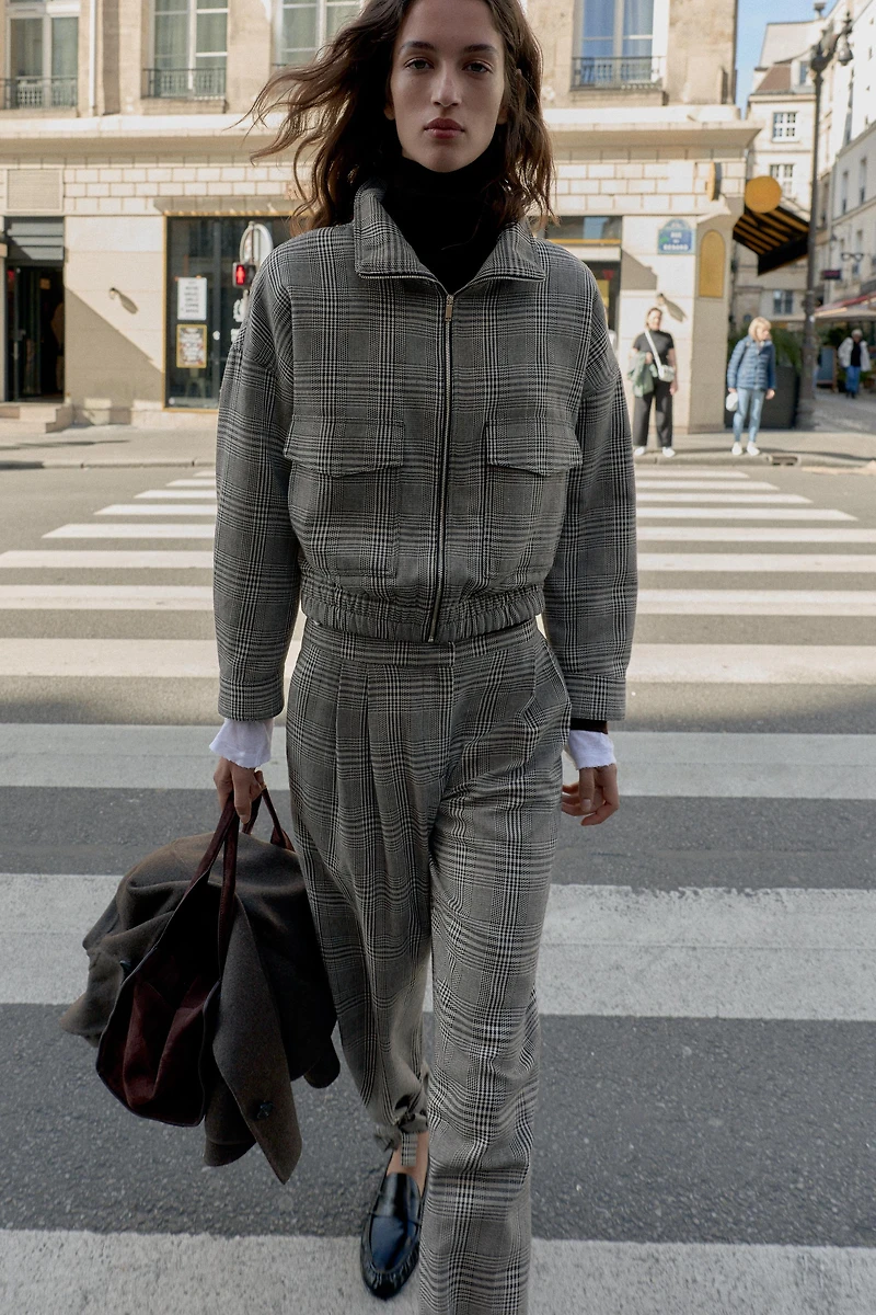 HOUNDSTOOTH BOMBER JACKET