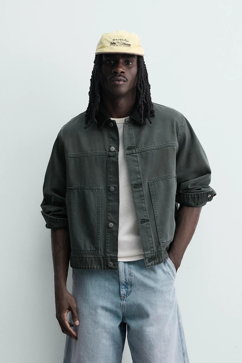 WASHED JACKET WITH COMBINATION COLLAR