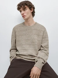 Striped knit crew neck sweater