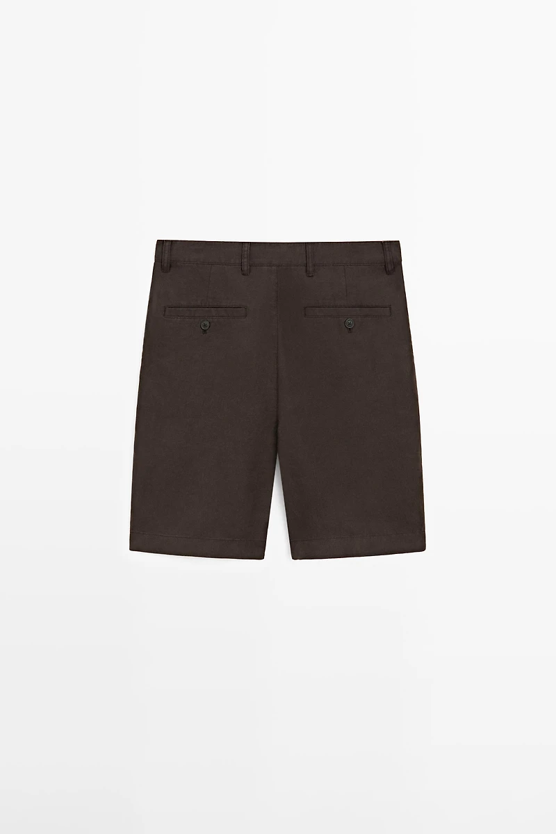 100% linen total look Bermuda shorts