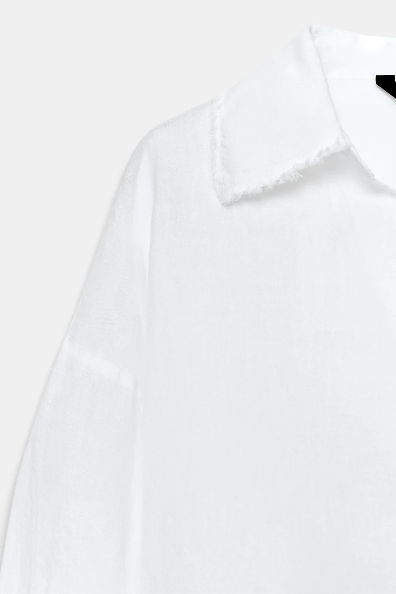 ZW COLLECTION FRINGED LINEN SHIRT