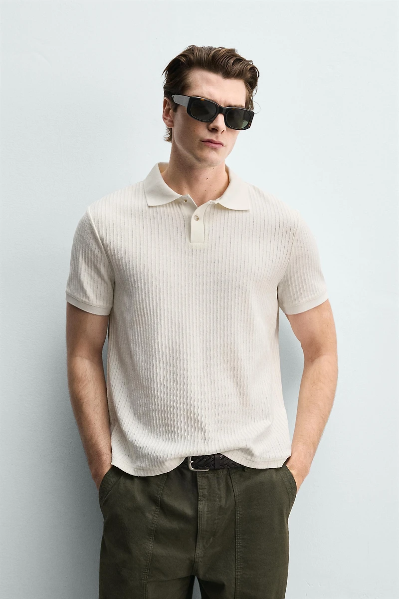 REGULAR FIT RIBBED POLO SHIRT