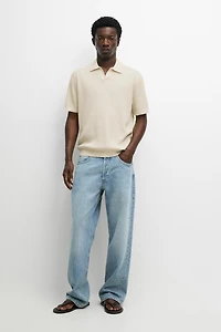 100% cotton ribbed knit polo sweater