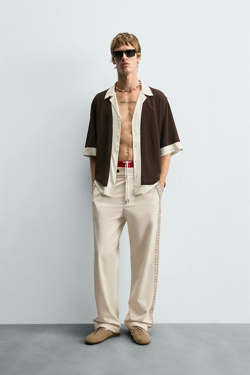 COLORBLOCK VISCOSE-LINEN SHIRT