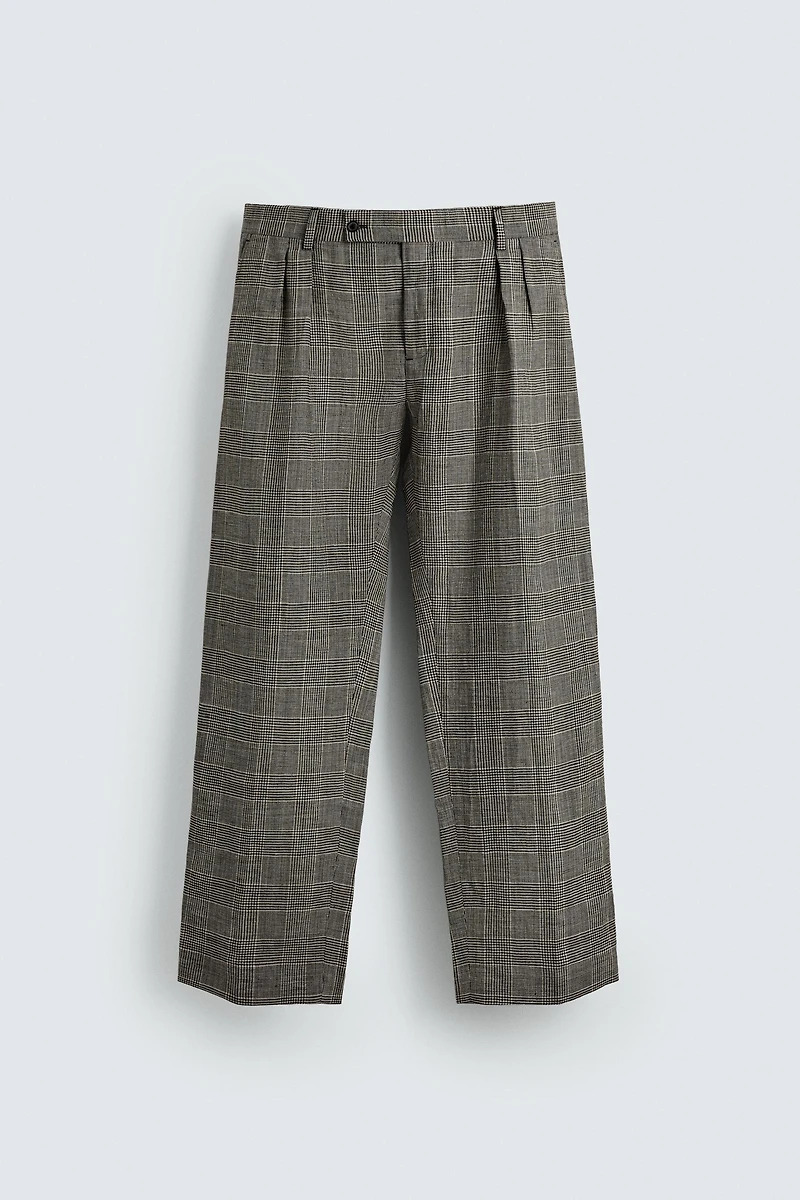 WOOL-LINEN CHECK SUIT PANTS AARON LEVINE X ZARA