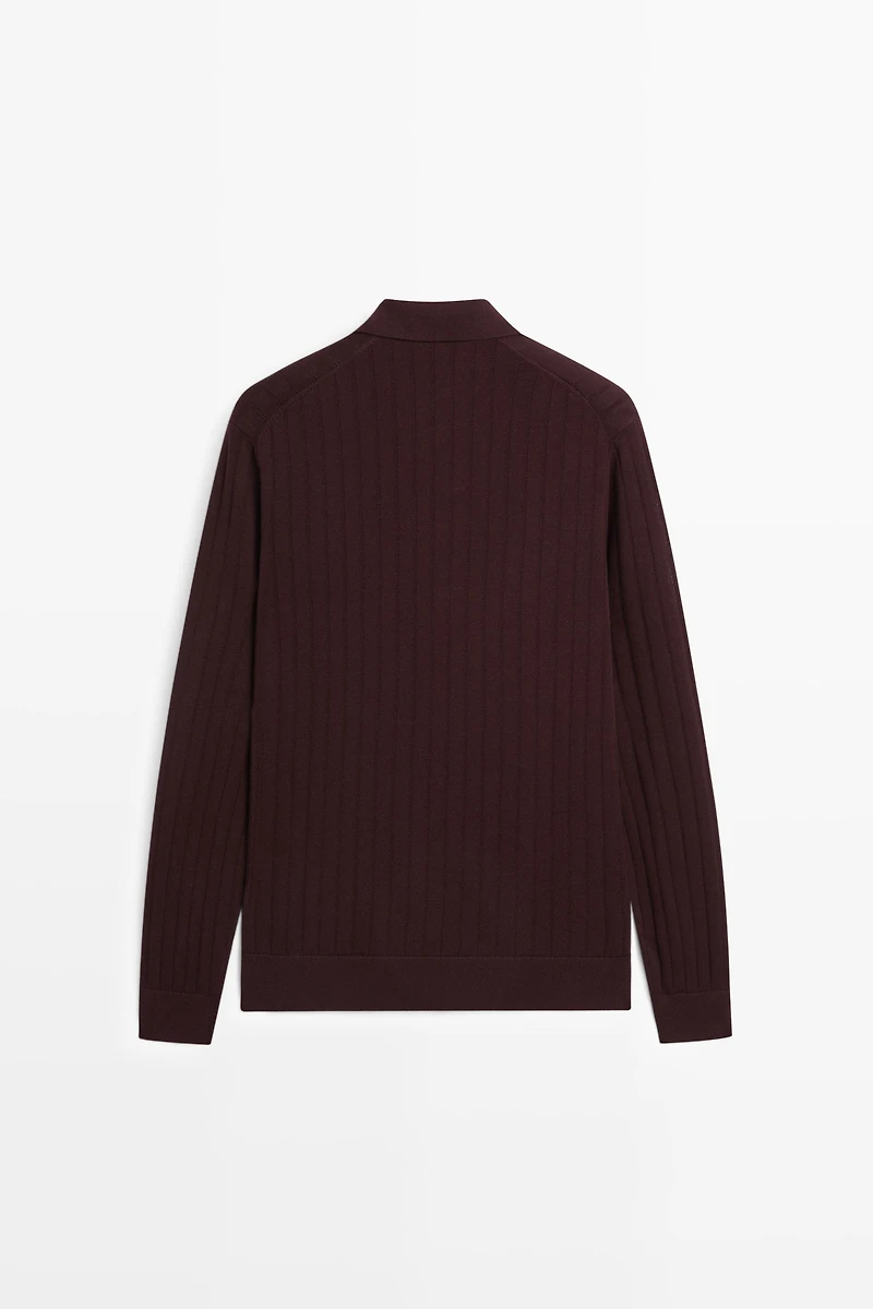 100% Cotton Knit Polo Sweater