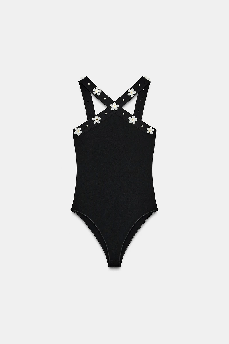 BODY HALTER STRETCH FLEURS