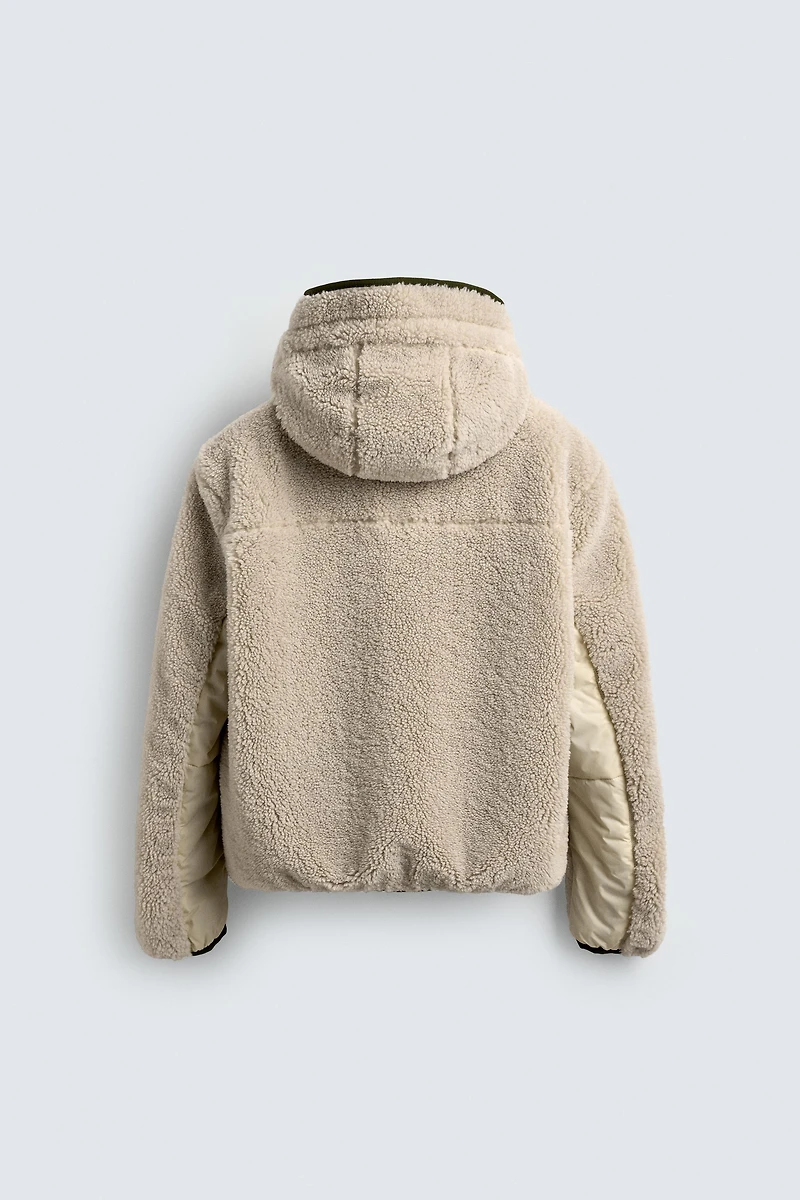 COMBINATION FAUX SHEARLING JACKET