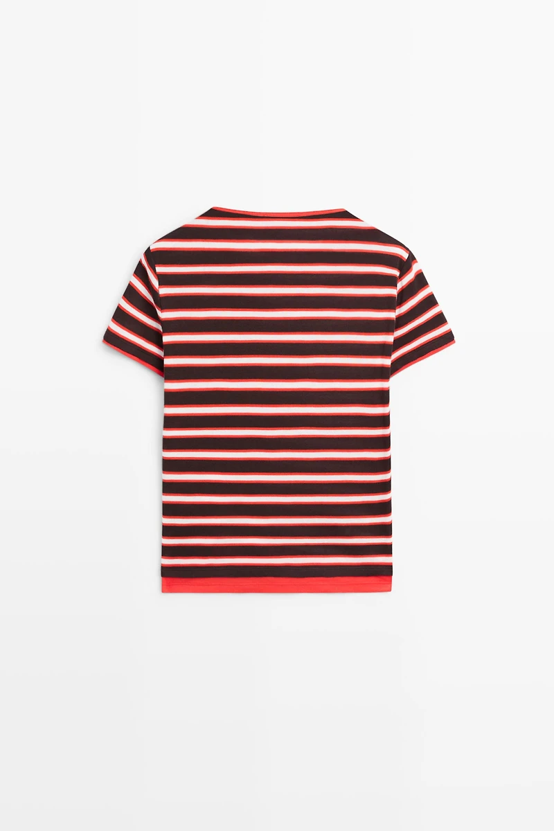 100% cotton short sleeve striped T-shirt
