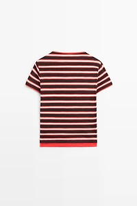 100% cotton short sleeve striped T-shirt