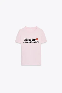 COTTON T-SHIRT WITH TEXT AND RIPS