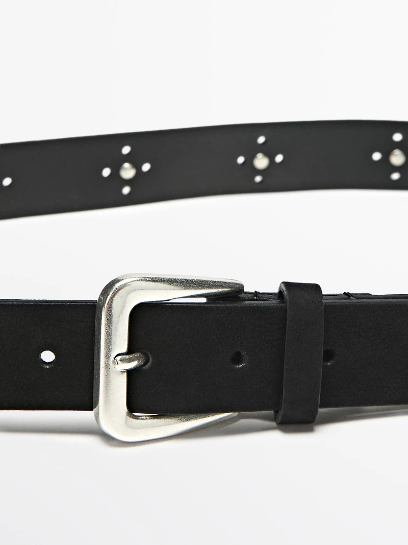 Studded openwork belt