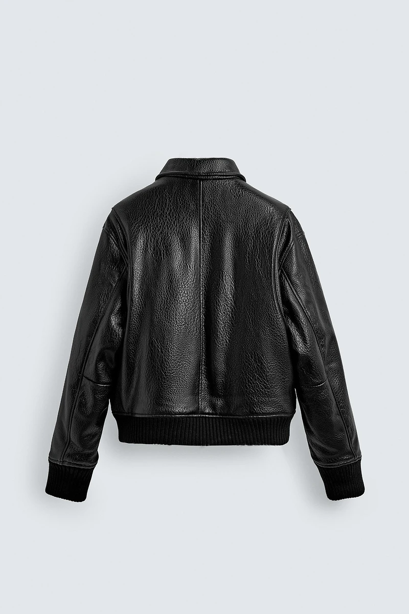 FAUX LEATHER PUFFER JACKET