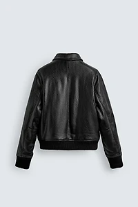 FAUX LEATHER PUFFER JACKET