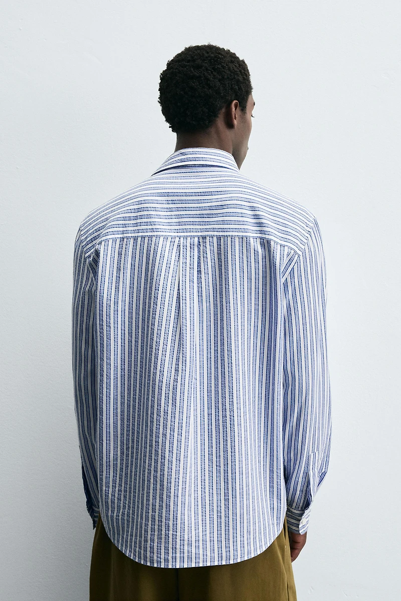 CHEMISE RAYURES EFFET FROISSÉ
