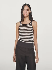 Crochet top with striped detail