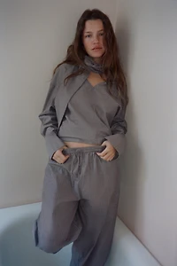 STRIPED PAPER BAG WAIST PANTS