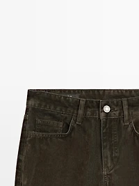 Low-rise straight-leg flocked jeans