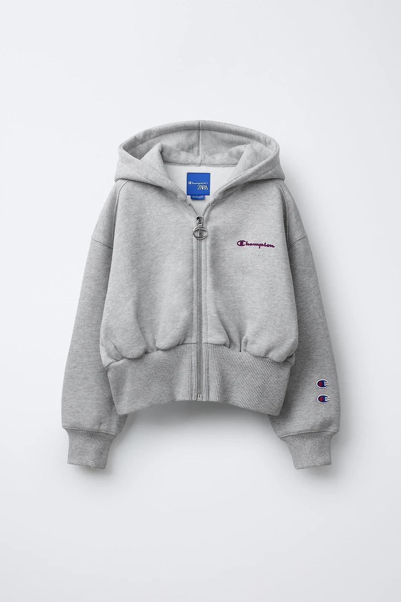 CHAMPION ® X ZARA FLOCKED TEXT ZIP-UP SWEATSHIRT