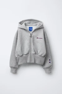CHAMPION ® X ZARA FLOCKED TEXT ZIP-UP SWEATSHIRT